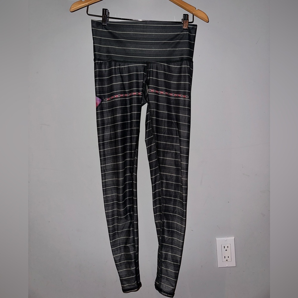 Teeki Black and Pink Striped Leggings